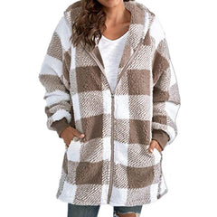 Women’s Plaid Hooded Coat with Comfort