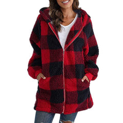 Women’s Plaid Hooded Coat with Comfort