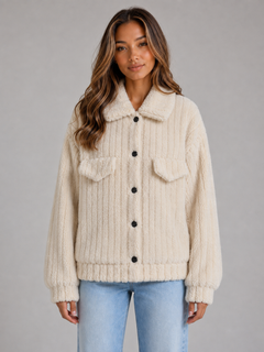 Women’s Plush Teddy Jacket with Button Front