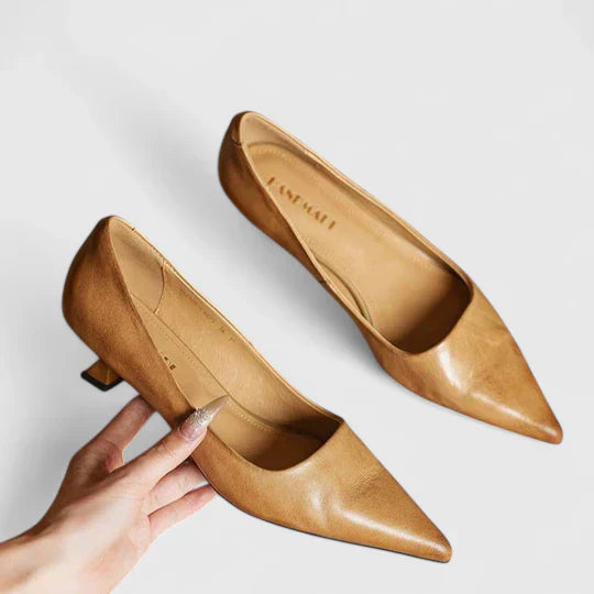 Women’s Pointed-Toe Kitten Heels - Comfortable Slip On Office Work Heels