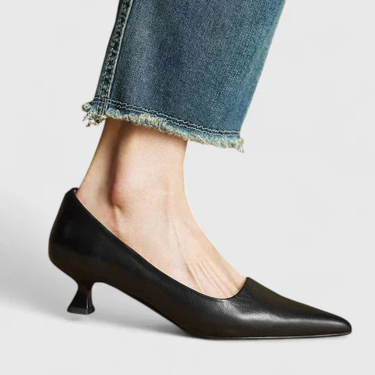Women’s Pointed-Toe Kitten Heels - Comfortable Slip On Office Work Heels