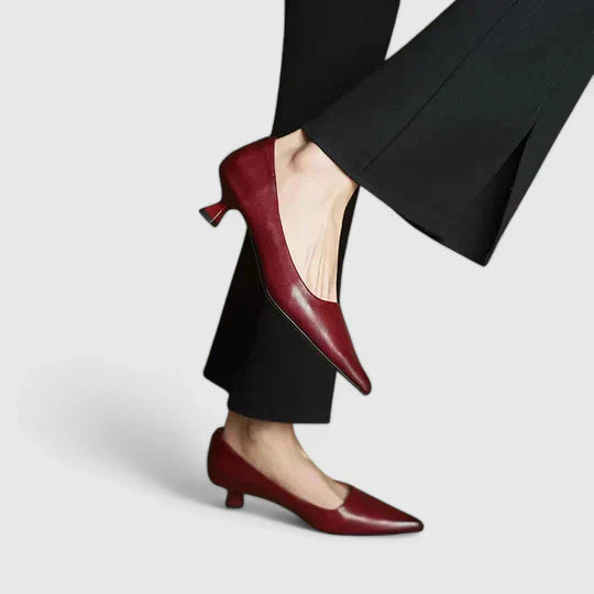 Women’s Pointed-Toe Kitten Heels - Comfortable Slip On Office Work Heels