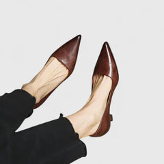 Women’s Pointed-Toe Kitten Heels - Comfortable Slip On Office Work Heels