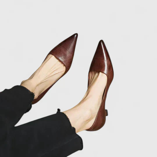 Women’s Pointed-Toe Kitten Heels - Comfortable Slip On Office Work Heels