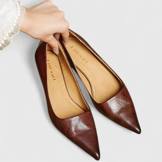 Women’s Pointed-Toe Kitten Heels - Comfortable Slip On Office Work Heels
