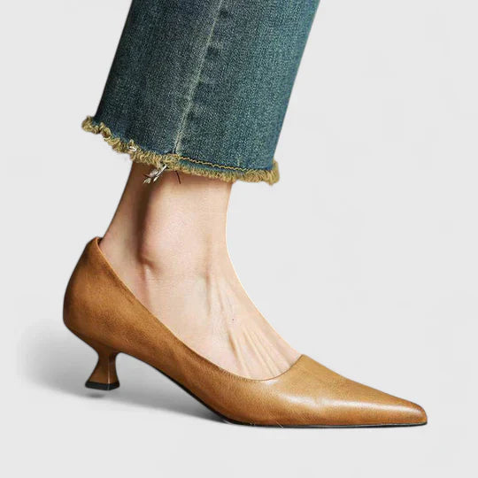 Women’s Pointed-Toe Kitten Heels - Comfortable Slip On Office Work Heels