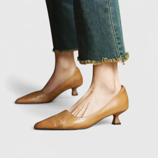 Women’s Pointed-Toe Kitten Heels - Comfortable Slip On Office Work Heels