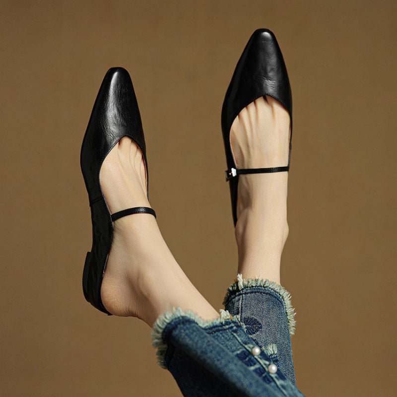 Women’s Pointed Toe Mules with Buckled Strap