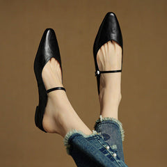 Women’s Pointed Toe Mules with Buckled Strap