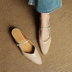 Women’s Pointed Toe Mules with Buckled Strap