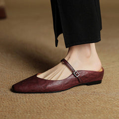 Women’s Pointed Toe Mules with Buckled Strap