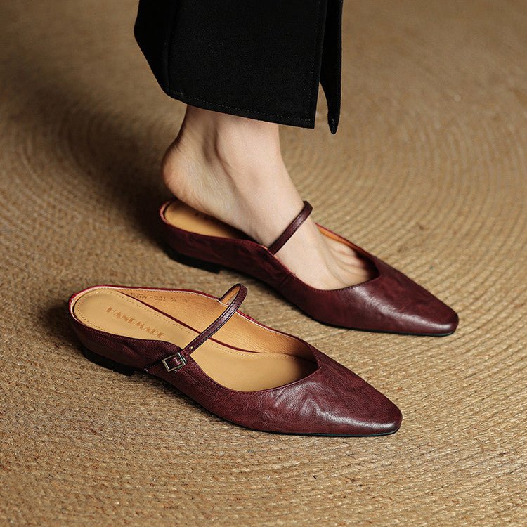 Women’s Pointed Toe Mules with Buckled Strap
