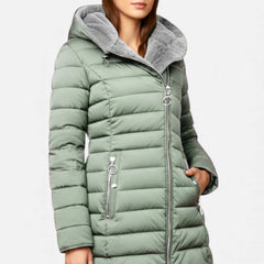 Women’s Quilted Hooded Jacket with Zip Pockets