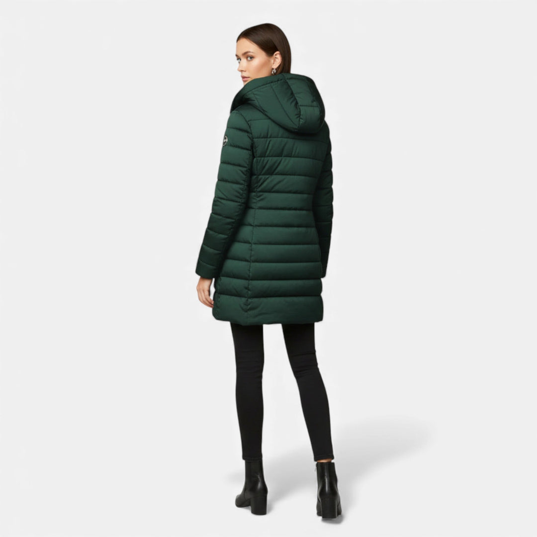 Women’s Quilted Hooded Jacket with Zip Pockets