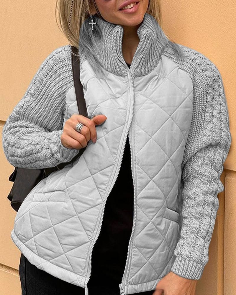 Women’s Quilted Jacket with Stand Collar  Padded Coat