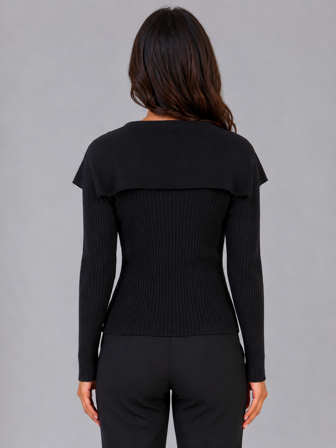 Women's Ribbed Cardigan with Gold Button Fastening