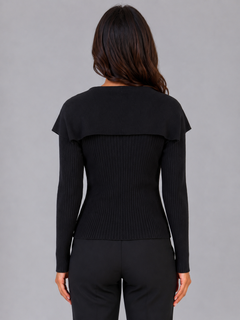 Women's Ribbed Cardigan with Gold Button Fastening
