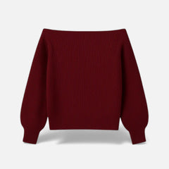 Vivienne | Off Shoulder Knit Top with Ribbed Sleeves