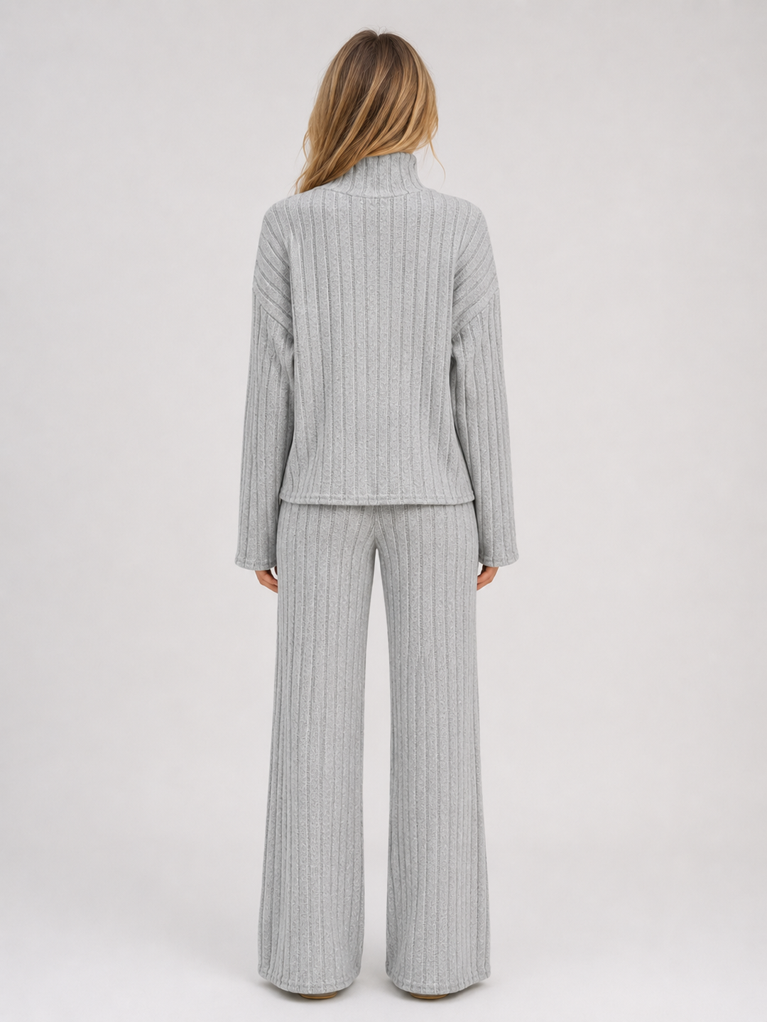 Women’s Ribbed Knitted Lounge Set with Roll Neck