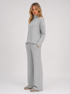 Women’s Ribbed Knitted Lounge Set with Roll Neck