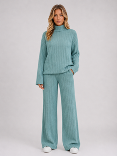 Women’s Ribbed Knitted Lounge Set with Roll Neck