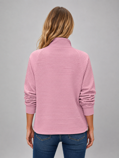 Women's Ribbed Pullover with Half Zip Neck
