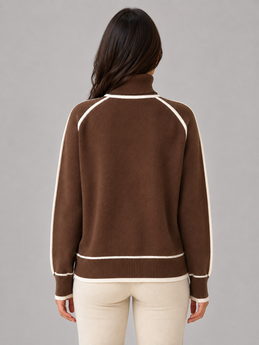 Women’s Roll Neck Jumper with Contrast Trim