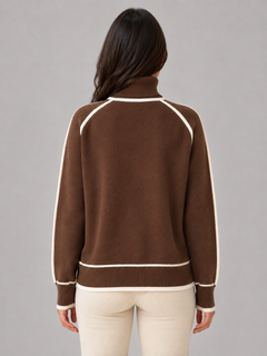 Women’s Roll Neck Jumper with Contrast Trim