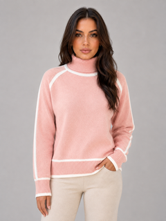 Women’s Roll Neck Jumper with Contrast Trim