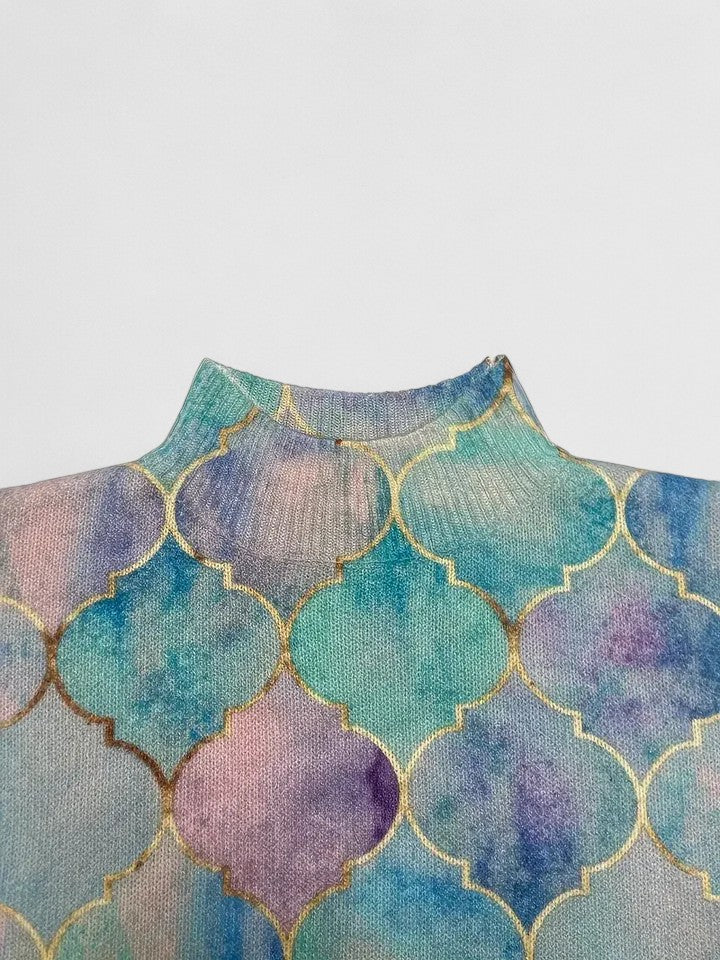 Beatrix | Turtleneck Sweater with Metallic Knit Pattern