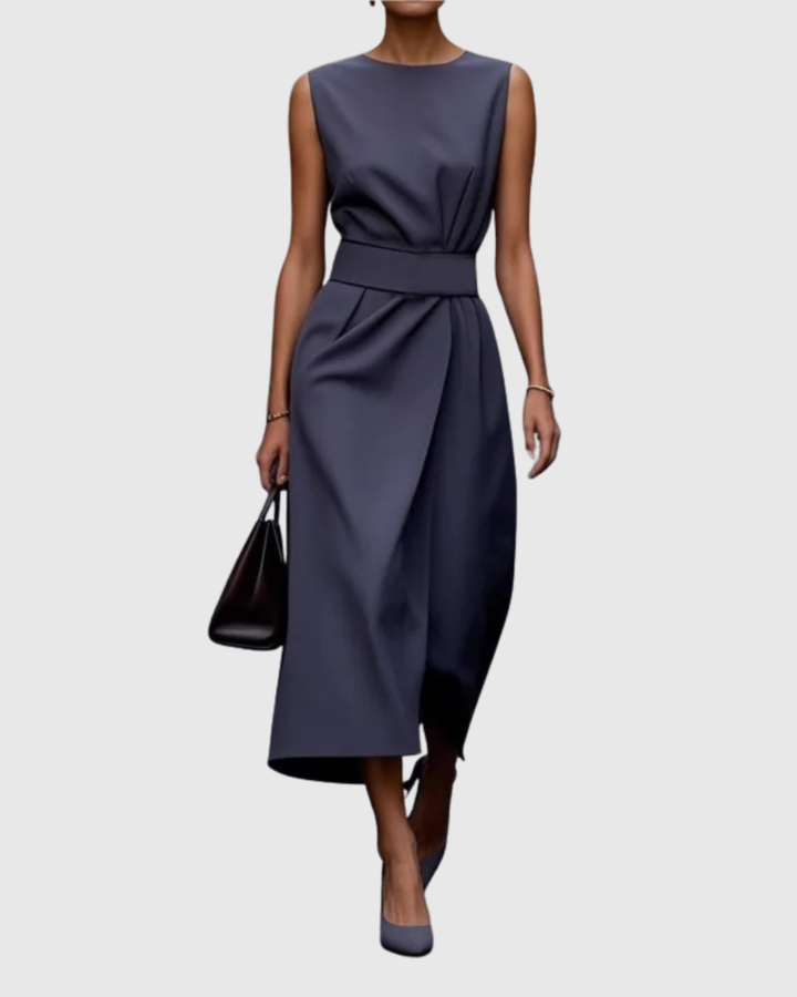 Women’s Round Neck Belted Dress
