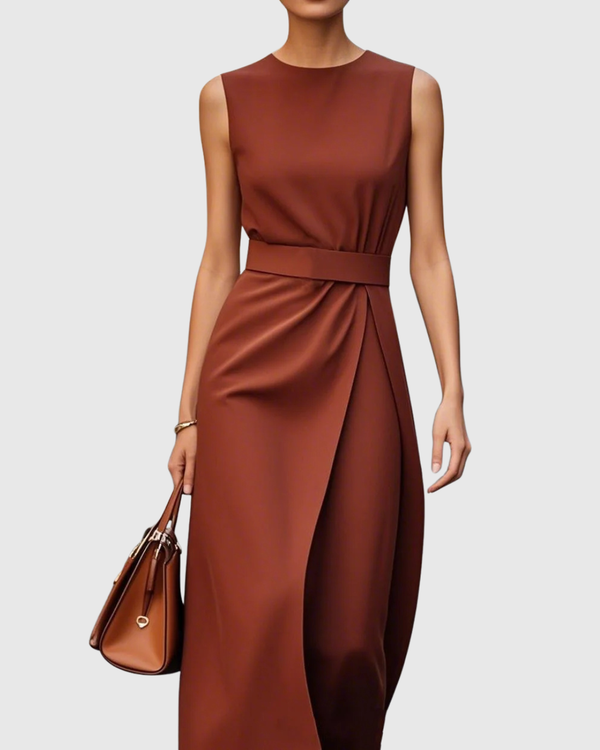 Women’s Round Neck Belted Dress