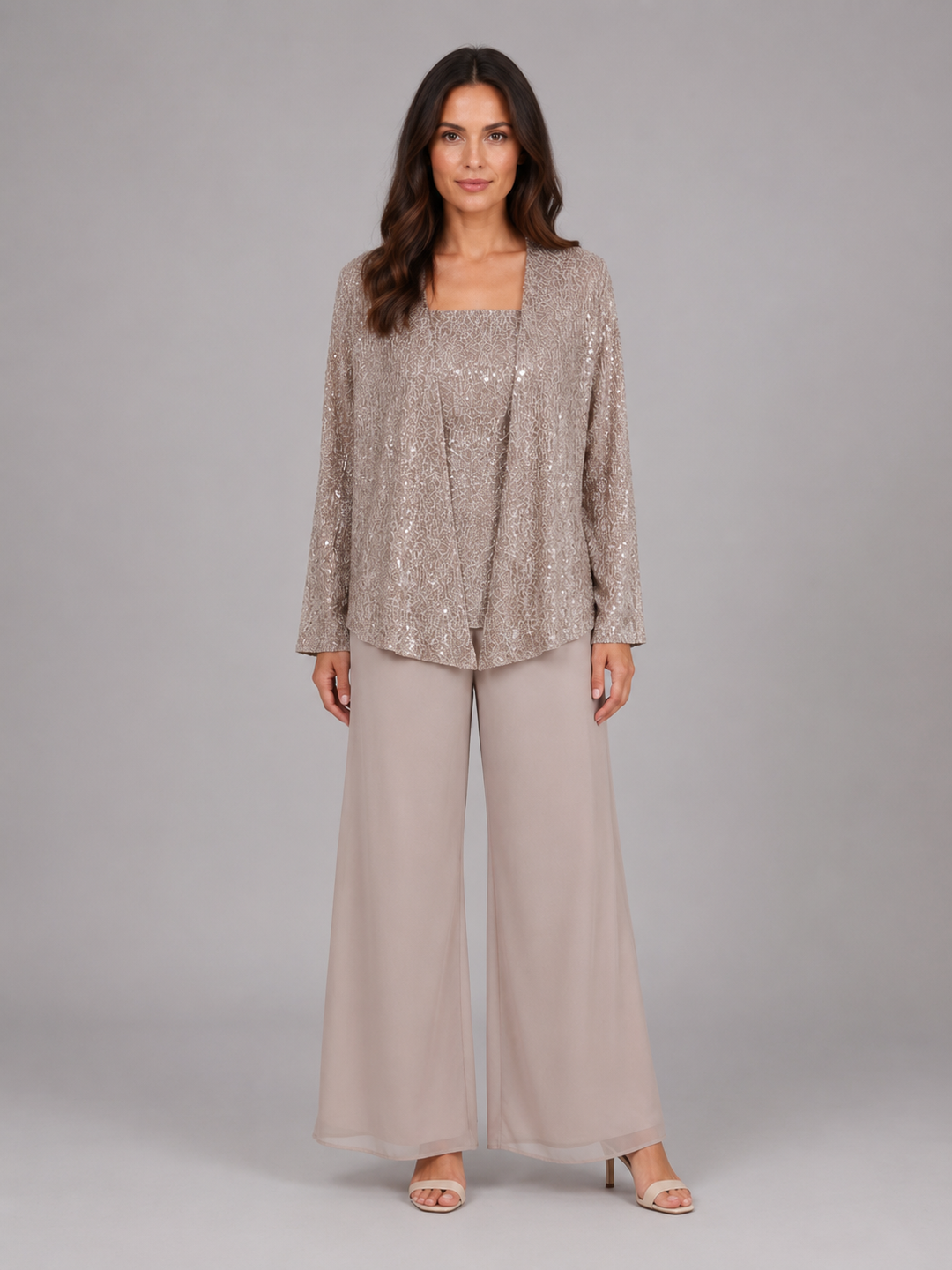 Women’s Sequin Set with Wide Leg Trouser
