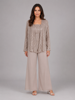 Women’s Sequin Set with Wide Leg Trouser