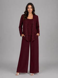 Women’s Sequin Set with Wide Leg Trouser
