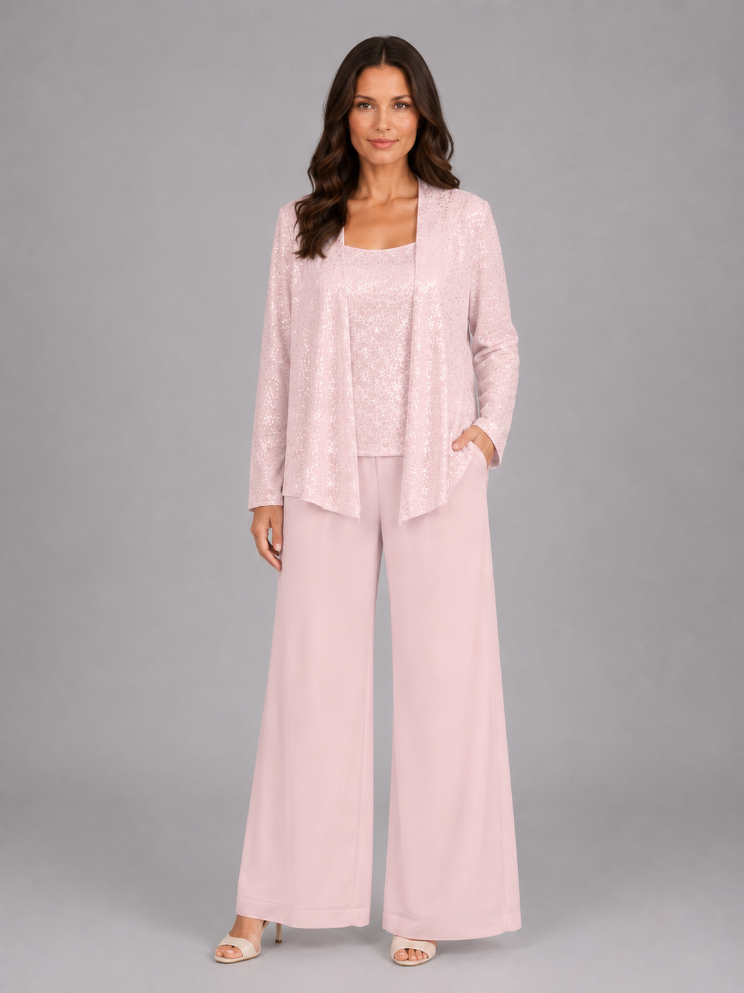 Women’s Sequin Set with Wide Leg Trouser