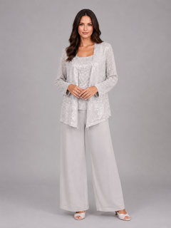 Women’s Sequin Set with Wide Leg Trouser