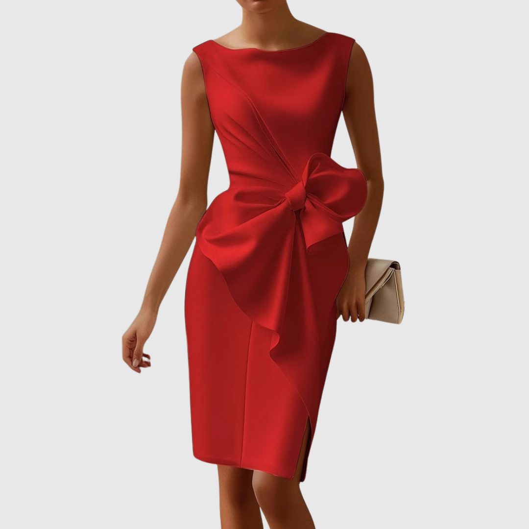 Women’s Sleeveless Midi Dress - Bow Detailed