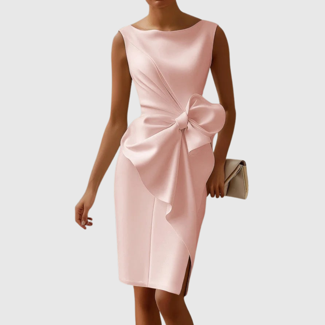 Women’s Sleeveless Midi Dress - Bow Detailed