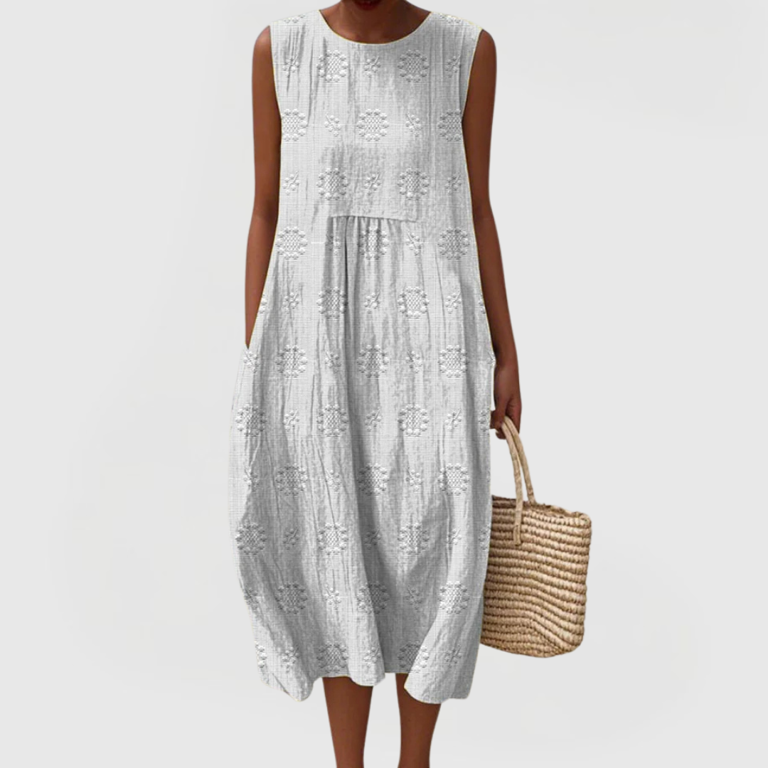 Women’s Sleeveless Midi Dress with Pockets