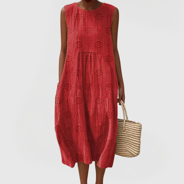Women’s Sleeveless Midi Dress with Pockets