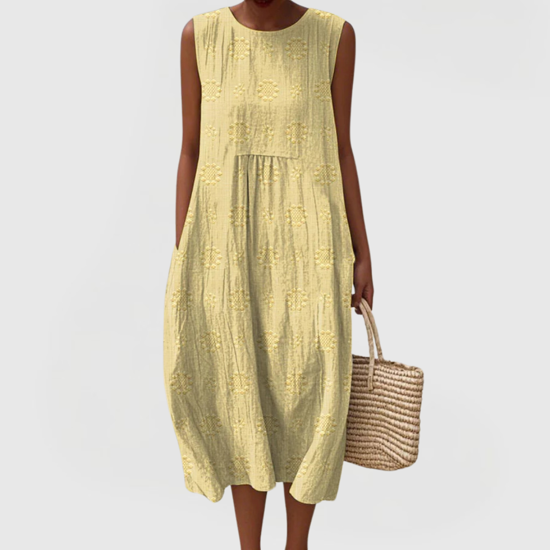 Women’s Sleeveless Midi Dress with Pockets