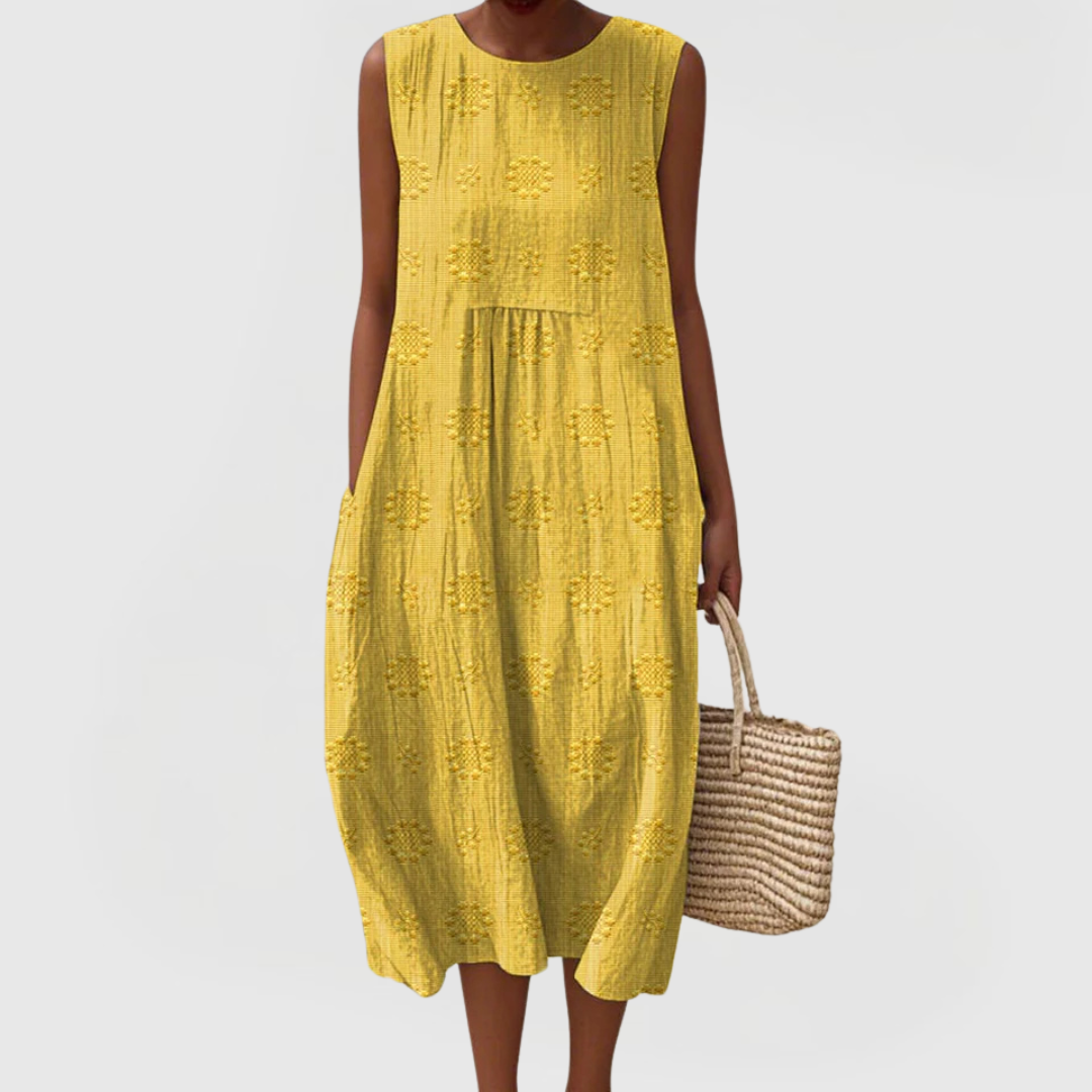 Women’s Sleeveless Midi Dress with Pockets