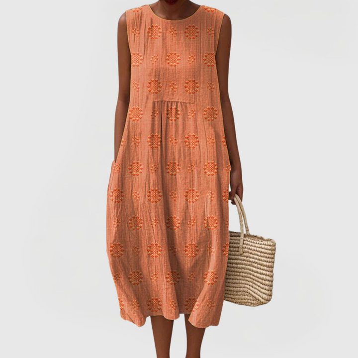 Women’s Sleeveless Midi Dress with Pockets