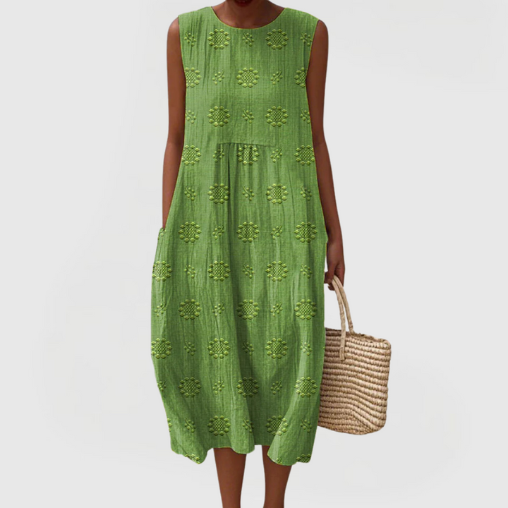 Women’s Sleeveless Midi Dress with Pockets