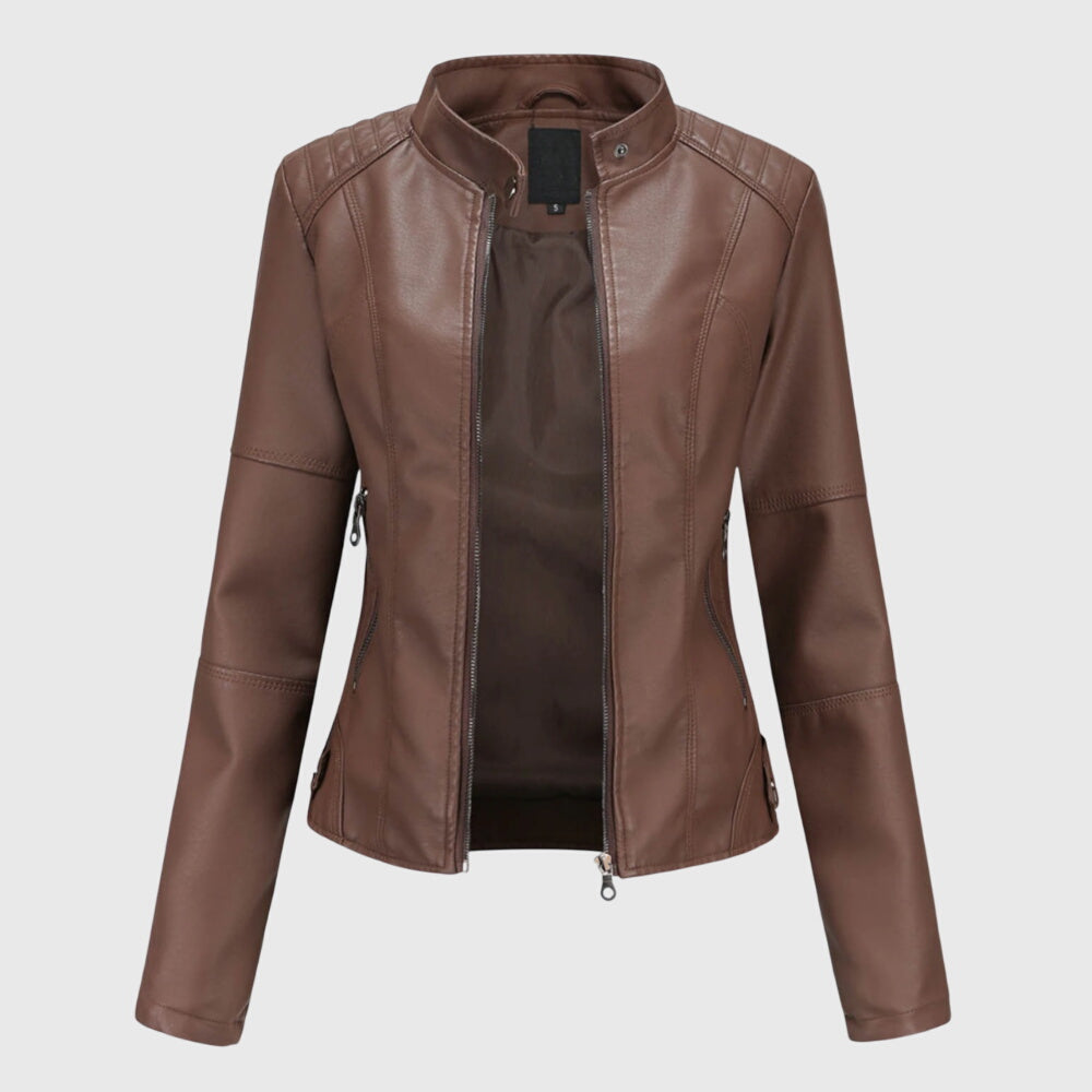 Women's Slim Fit Jacket - Moto Biker Coat
