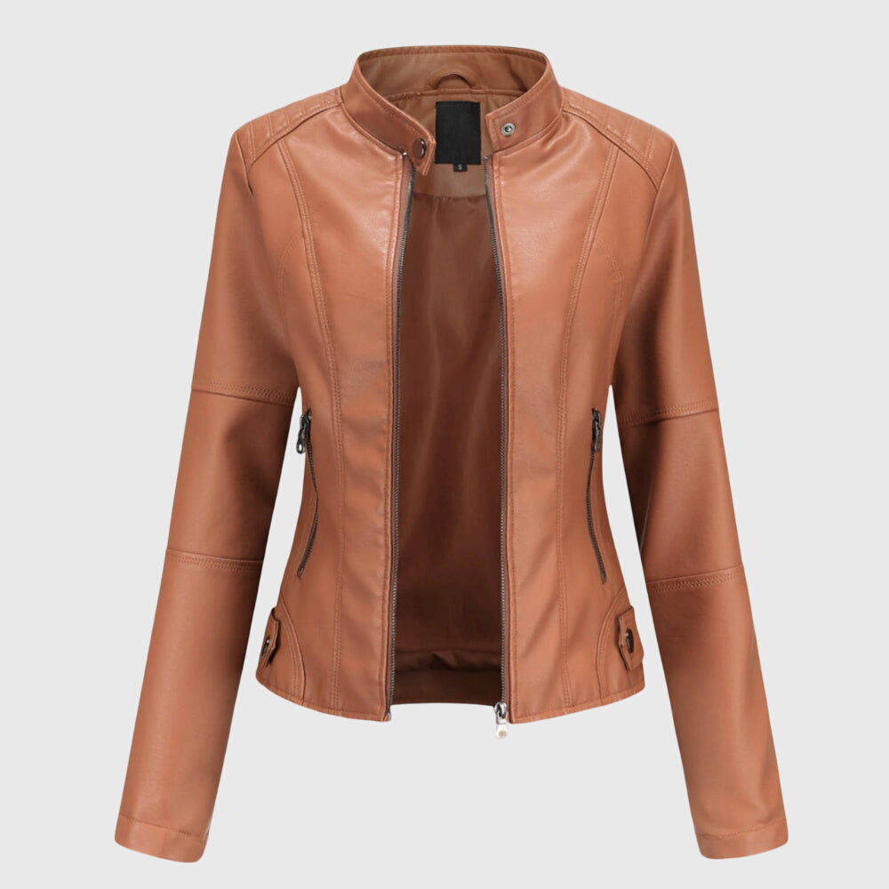 Women's Slim Fit Jacket - Moto Biker Coat