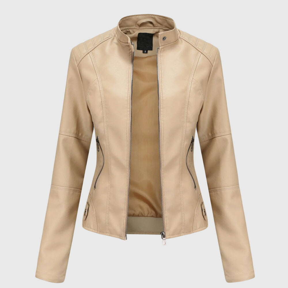 Women's Slim Fit Jacket - Moto Biker Coat
