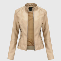 Women's Slim Fit Jacket - Moto Biker Coat