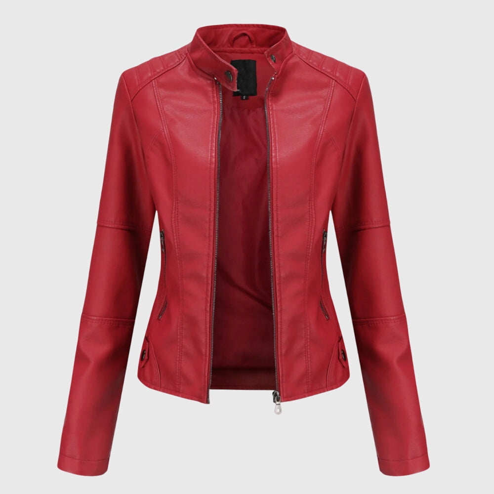 Women's Slim Fit Jacket - Moto Biker Coat
